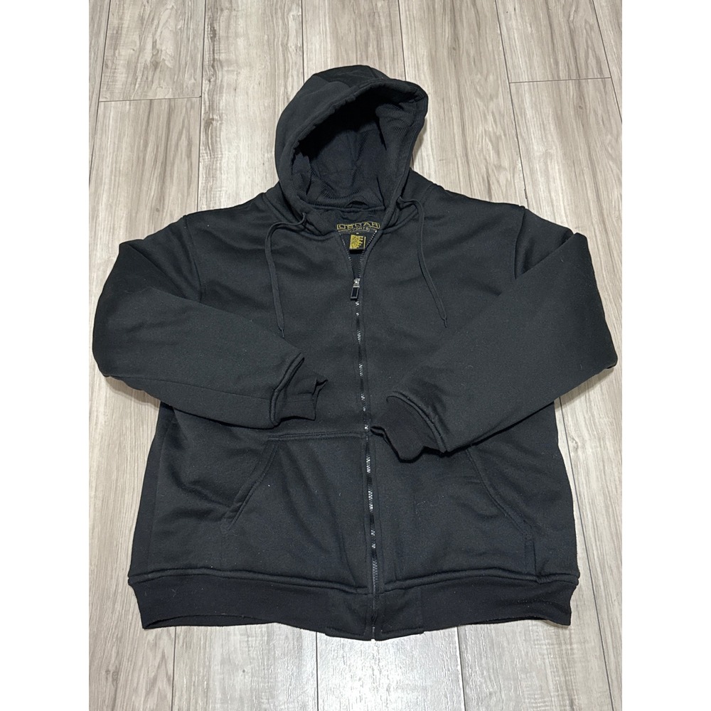 Oscar Sports Mens Full Zip Hoodie Black Thermal Lined Heavyweight Sweatshirt XL